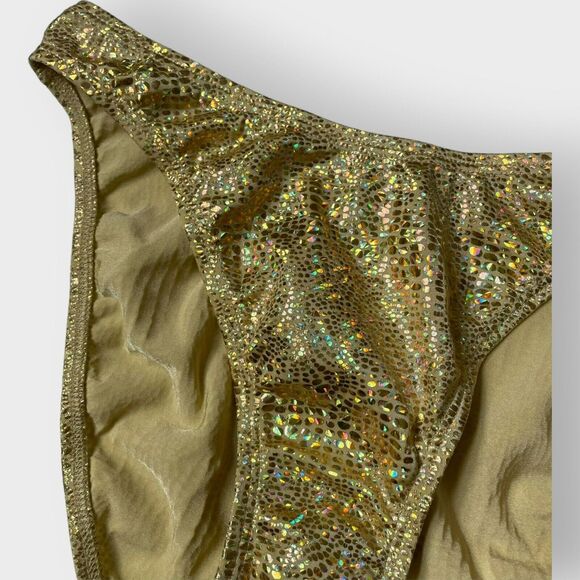 VTG Carabella Collection Bikini Hologram Gold Mob Wives High Cut Reptile Size 10 - Picture 4 of 11